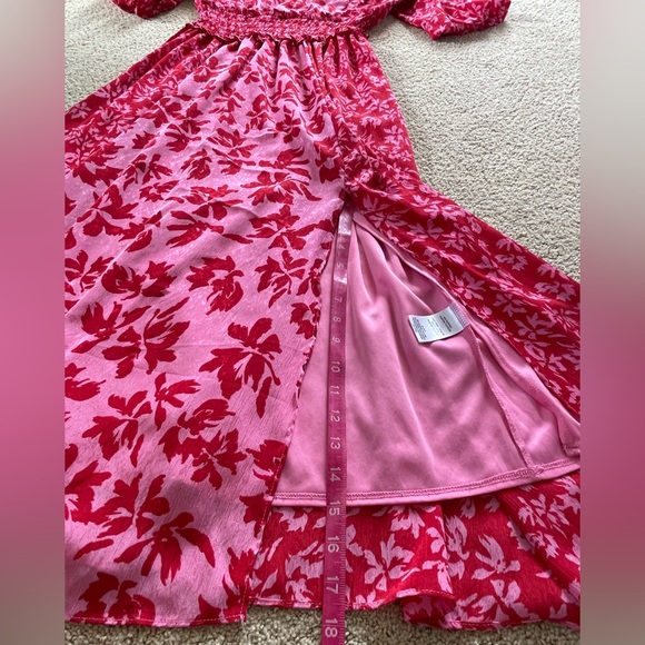 Taylor Pink V-Neck Bishop Sleeve Sundress - Picture 7 of 9